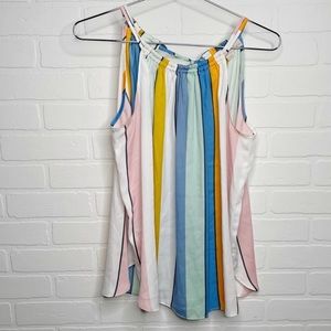 Loft PETITE stripe halter blouse size MP medium M